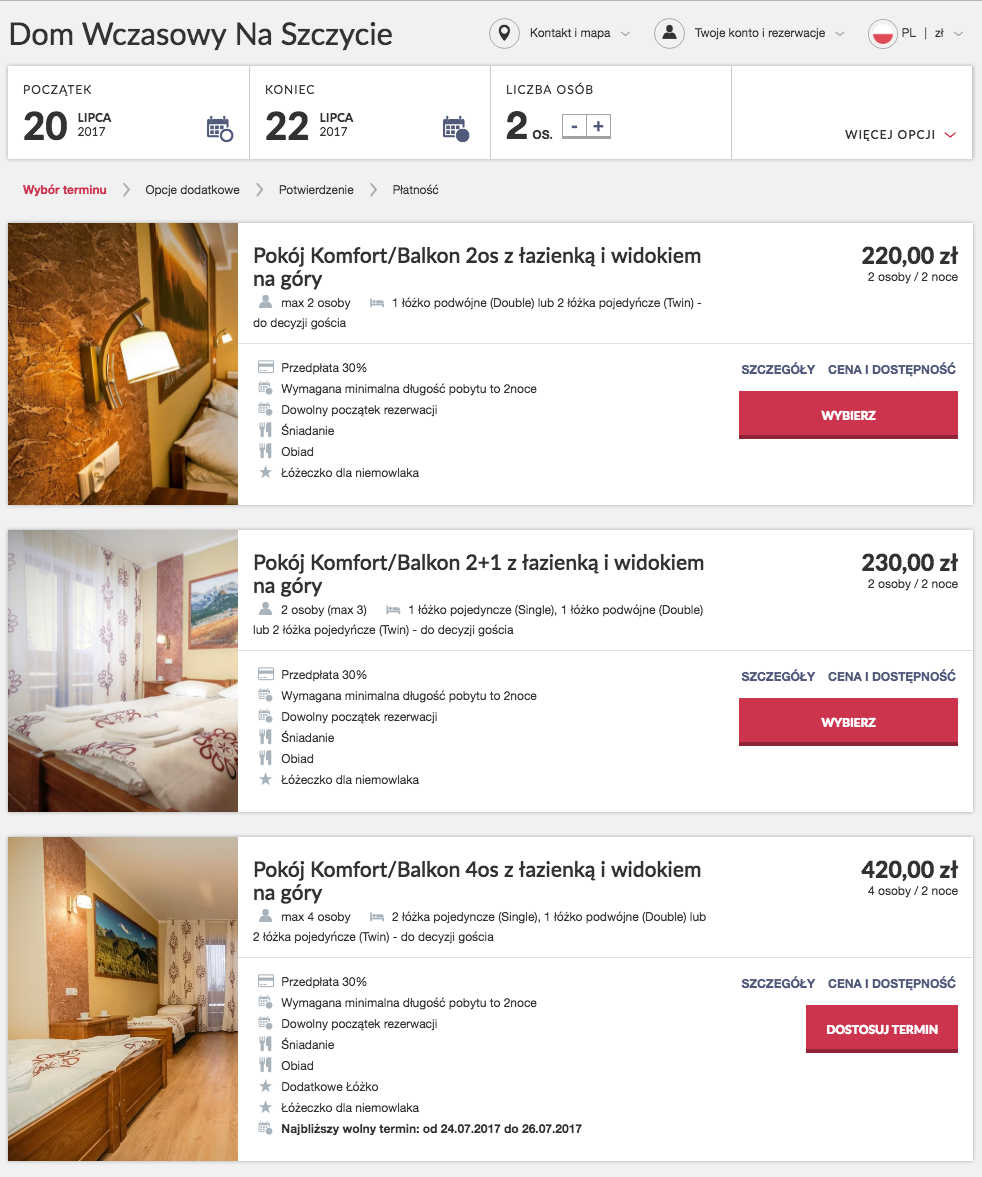 Responsywny kalendarz rezerwacji