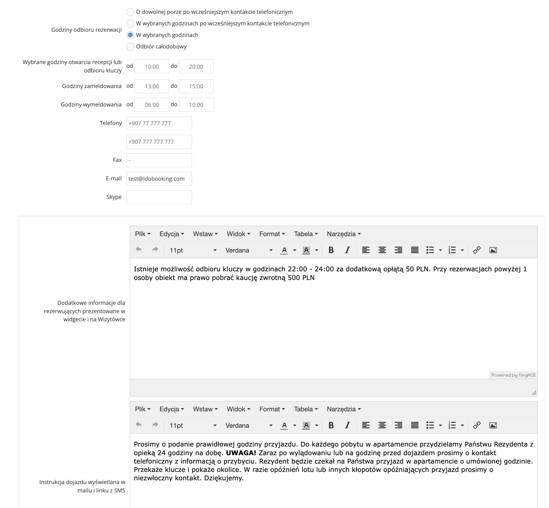 Informacje o lokalizacjach